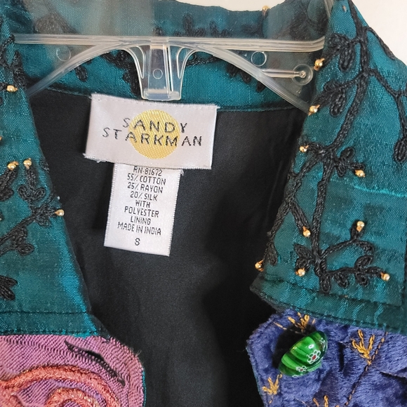 Vintage Sandy Starkman Boho Chic Jacket Abstract Patchwork Design Mixed Fabrics - Picture 3 of 12